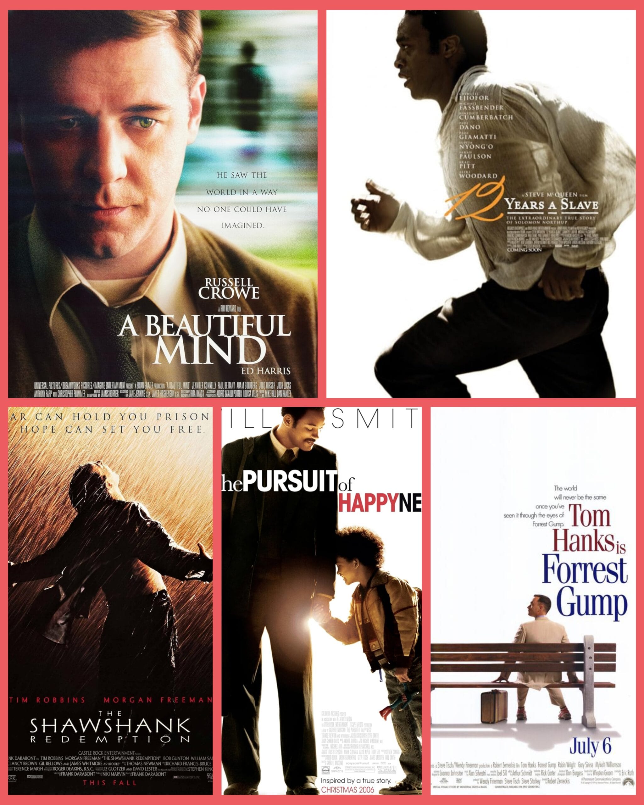 Drama movie, বিশ্বের সেরা ১০০ মুভি: হ্যাপি নিউ ইয়ার স্পেশাল, forrest gump, The Pursuit of Happyness, A Beautiful Mind,12 Years a Slave, The Shawshank Redemption