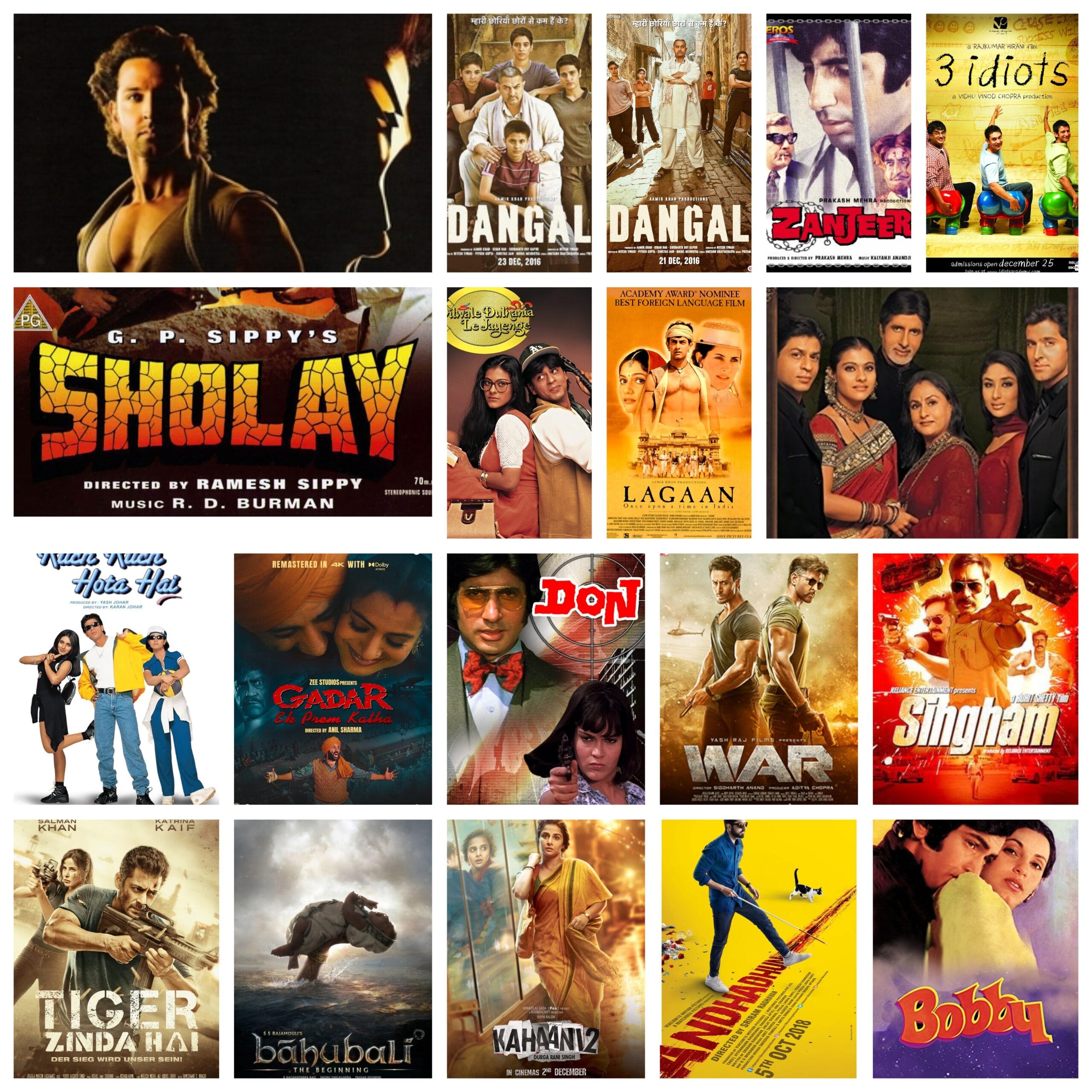 সর্বকালের ১০০ সেরা হিন্দি মুভি, হিন্দি মুভি